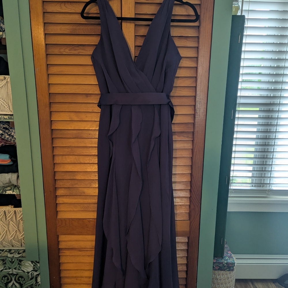 White by Vera Wang Plum Sleeveless V-Neck Maxi Gown